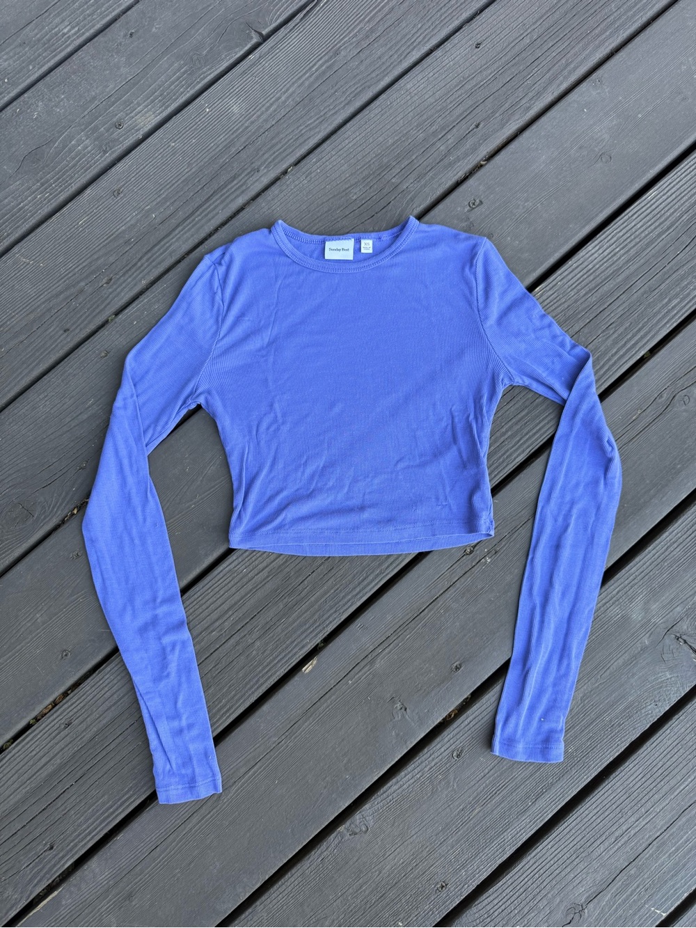 Sunday Best Cropped Long Sleeve Ribbed Shirt Purple/Blue